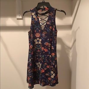 Mid length loose blue floral dress